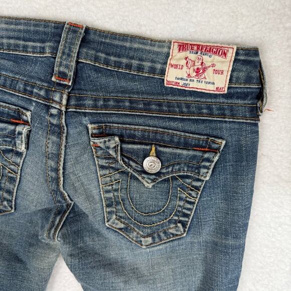 True Religion Joey Y2K Vintage Low Rise Flare Distressed Jeans 26 - Picture 7 of 9